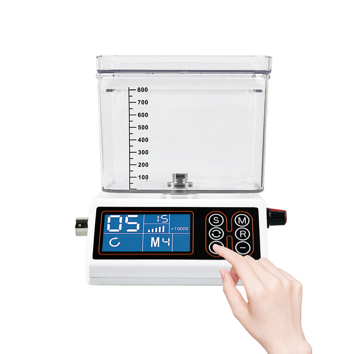 Close-up of digital color display panel of dental low pressure motor