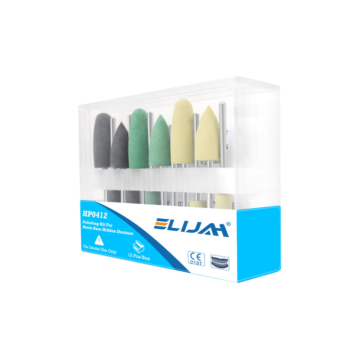 3/4 angle view of resin base hidden denture polishing kit