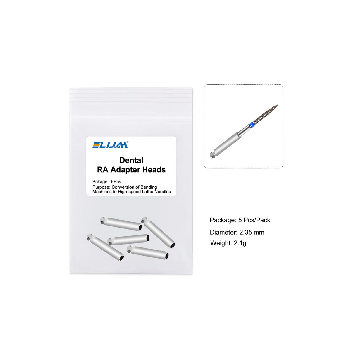 Angle view of dental laboratory polishing shank set