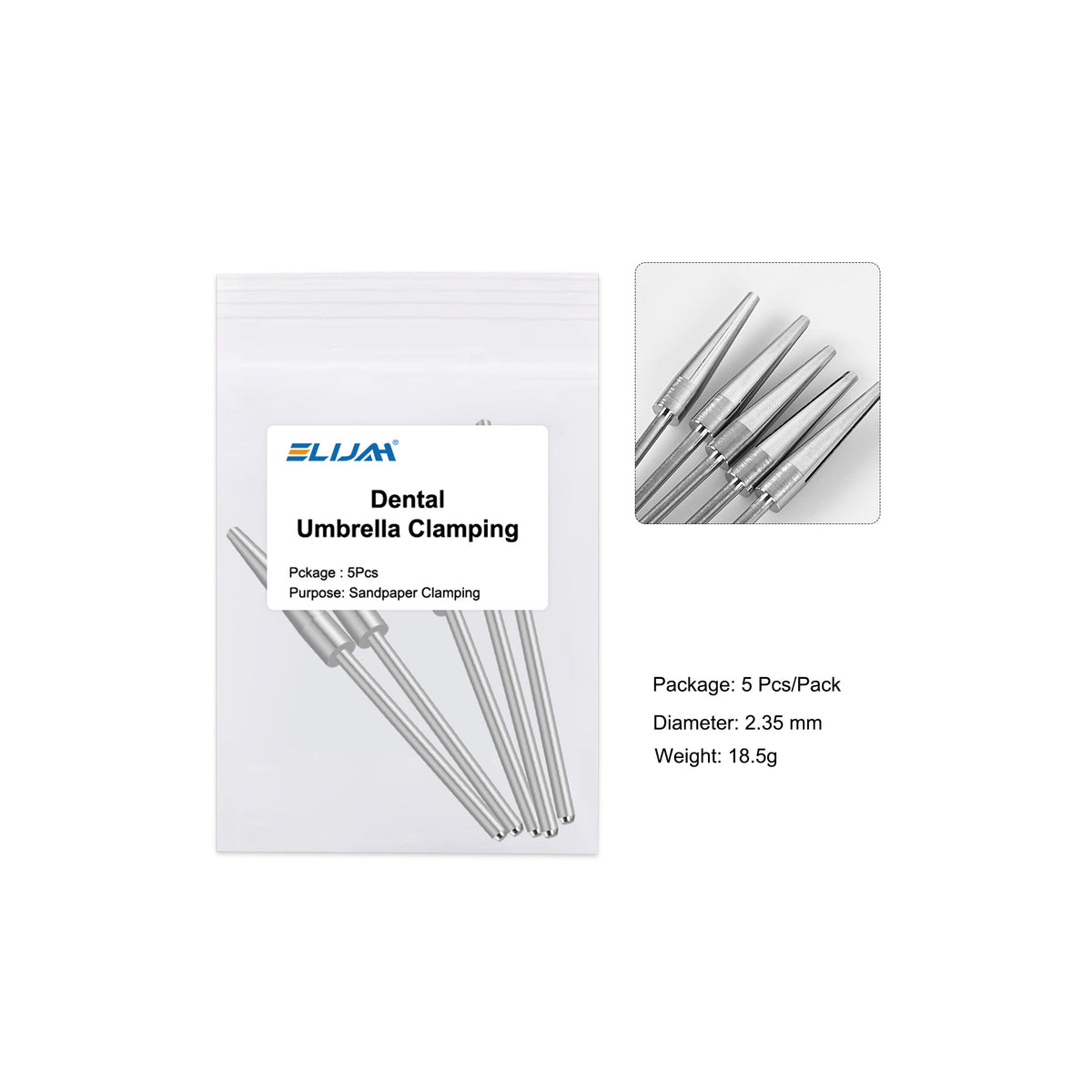 10 pcs dental polishing shanks laid flat on white background