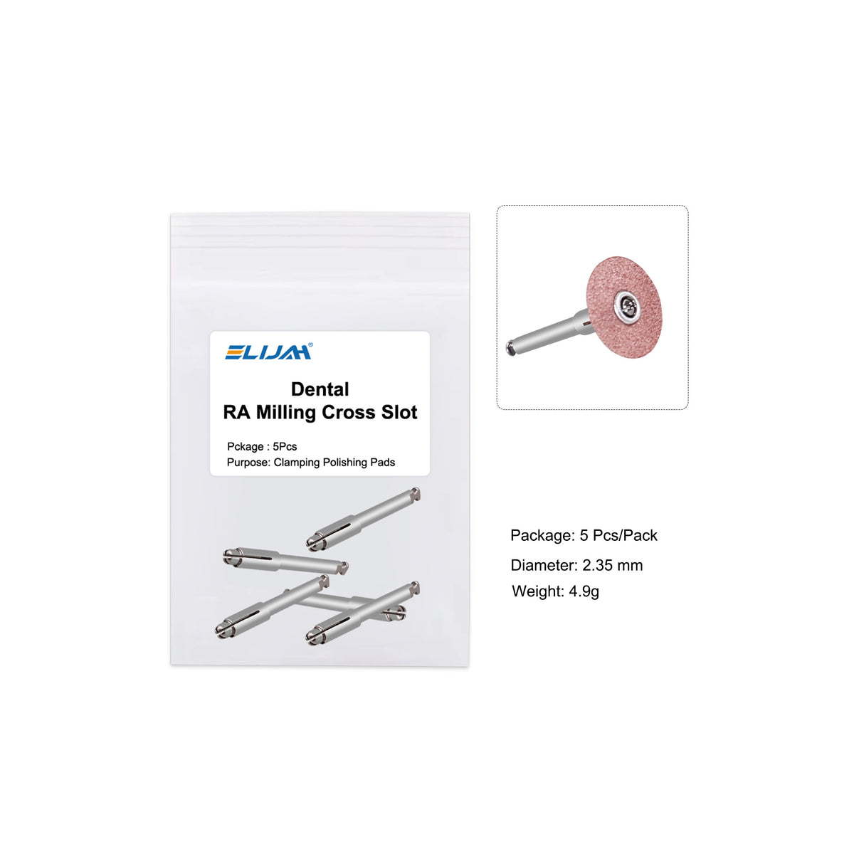 Polishing shank assembled with dental polishing disc