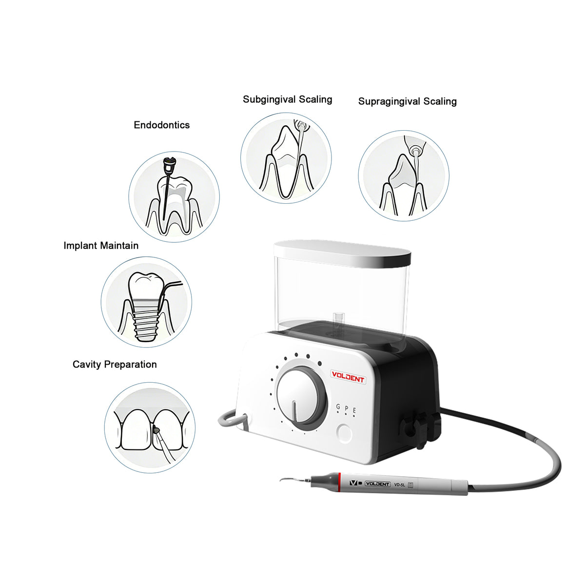 Multifunctional scaler tips clinical dental treatment scene