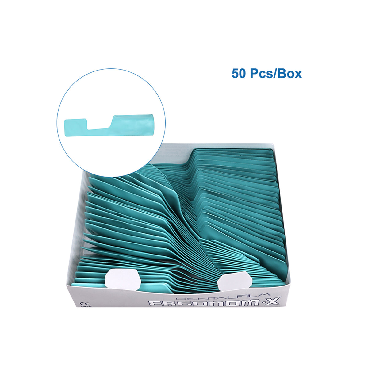 Opened box view of 50pcs Italy dental X ray monobath film