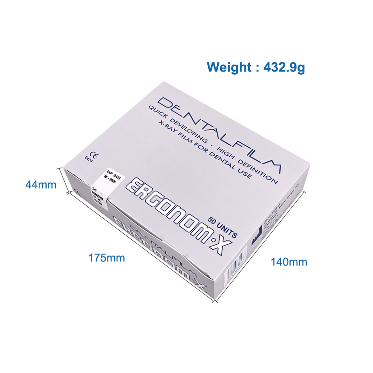 CE certification mark on dental X-ray film outer box