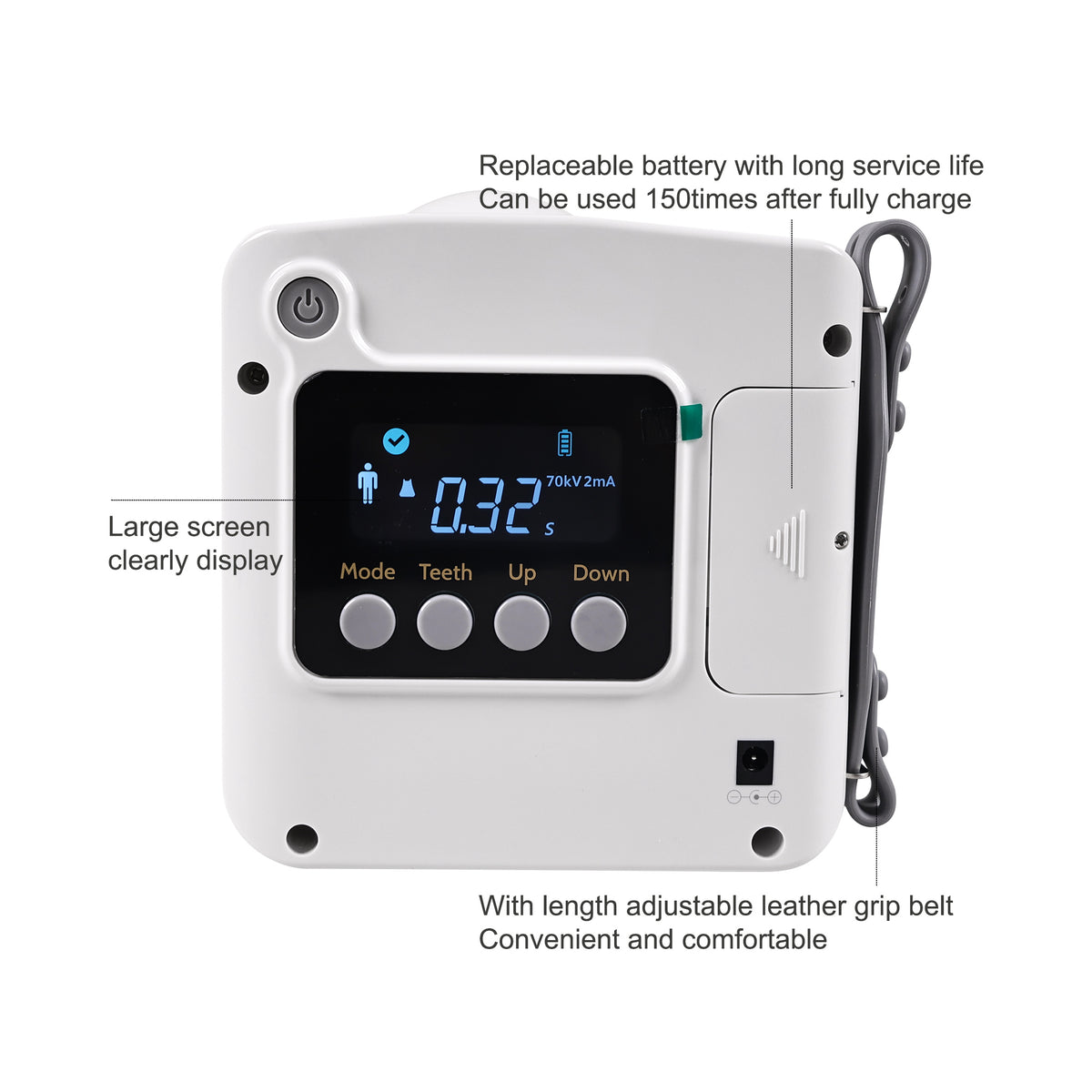 LCD control panel close-up of portable dental x ray machine