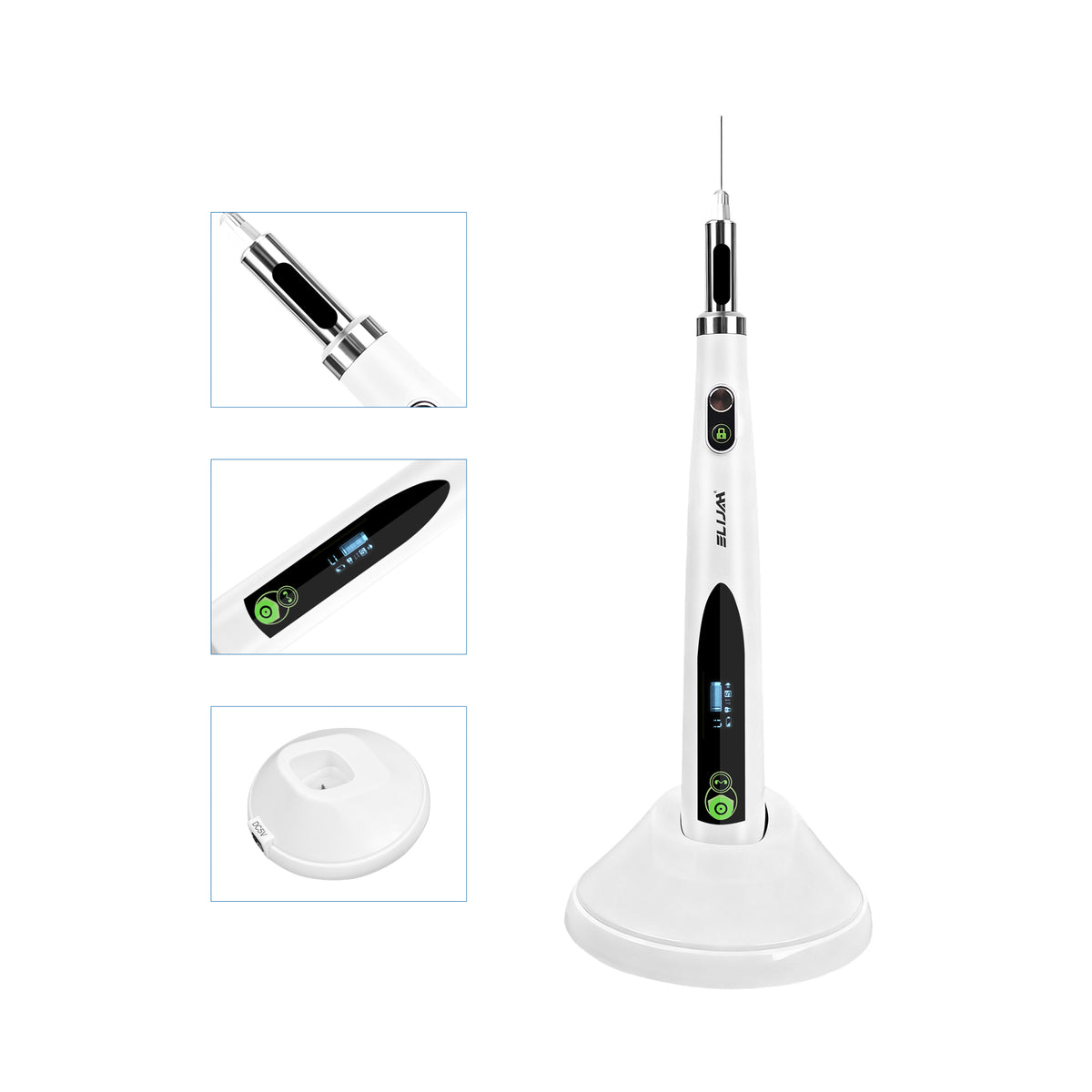 Dental electric painless anesthetic injector with charging base 45° full set view