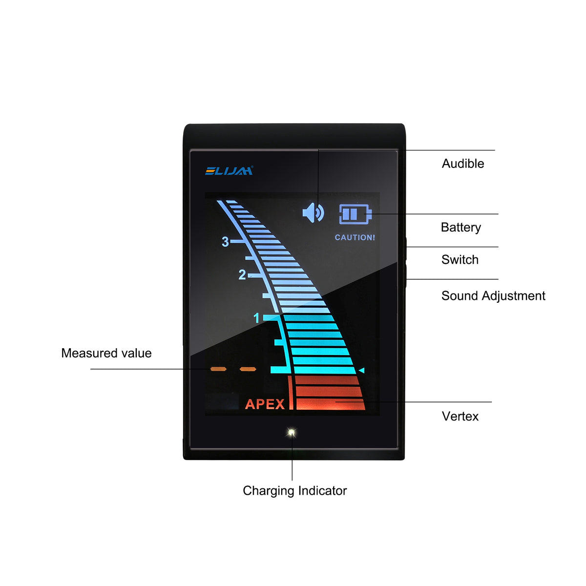 Battery & sound icon display on apex locator color screen