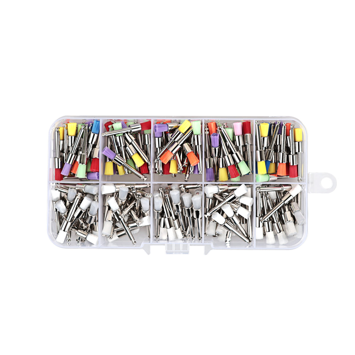 Color coded nylon dental polishing brushes for clinical classification