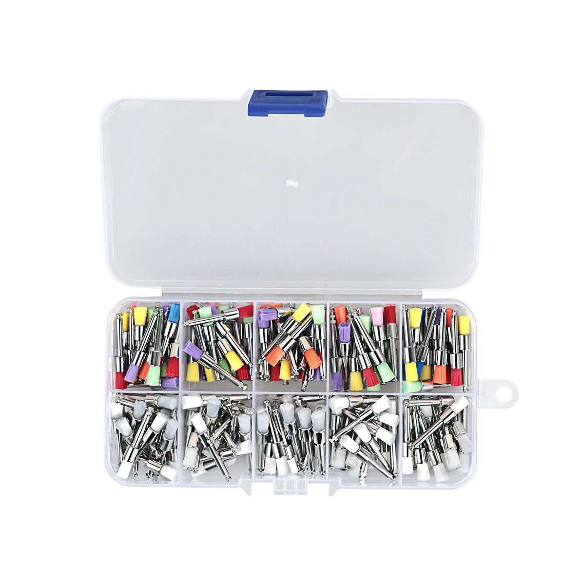 Color coded nylon dental polishing brushes for clinical classification