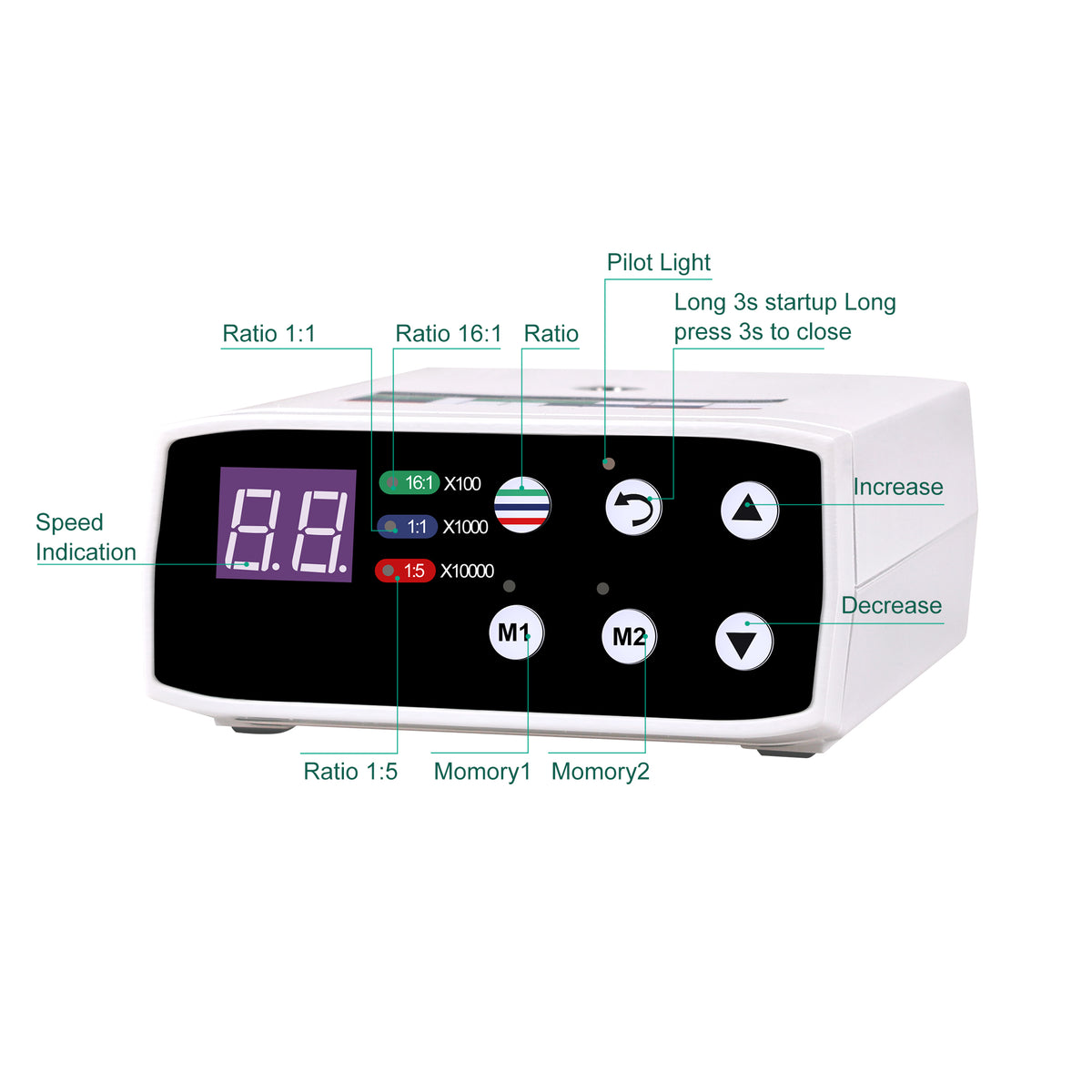 Dimension specification drawing for dental brushless LED electric micromotor