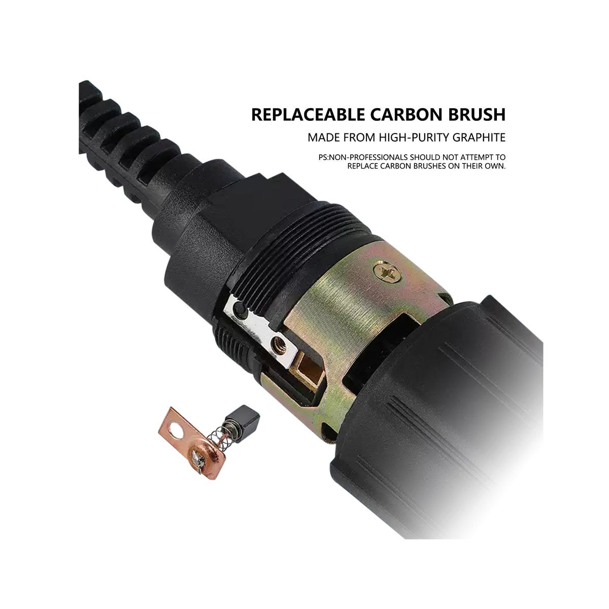 Close‑up view of dental carbon brushes