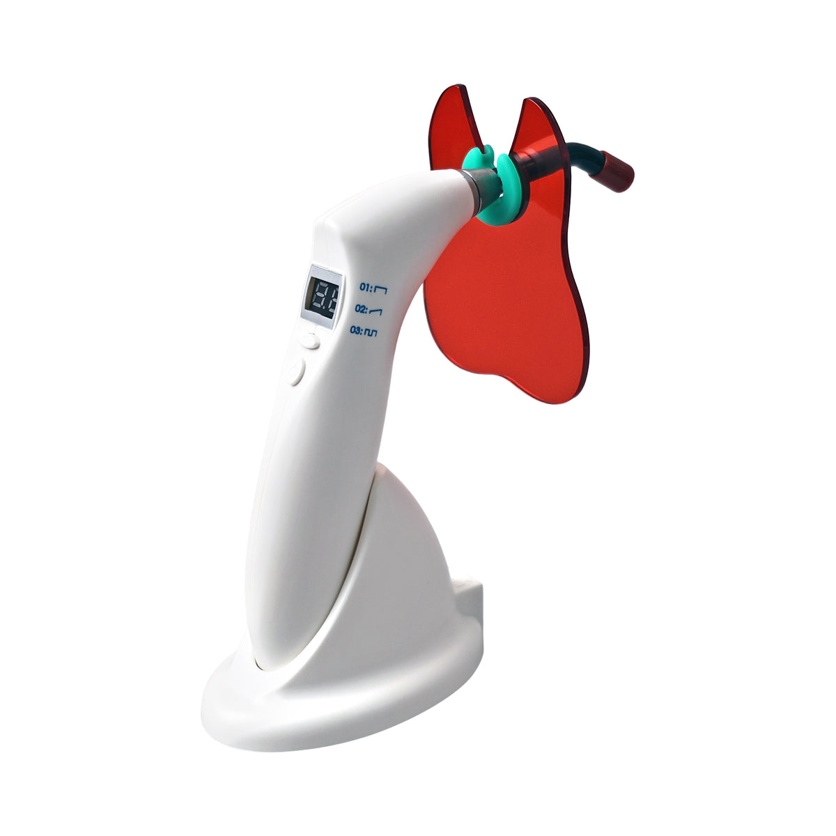 Ergonomic handpiece side view of 10s 5W 2200mAh dental curing lamp