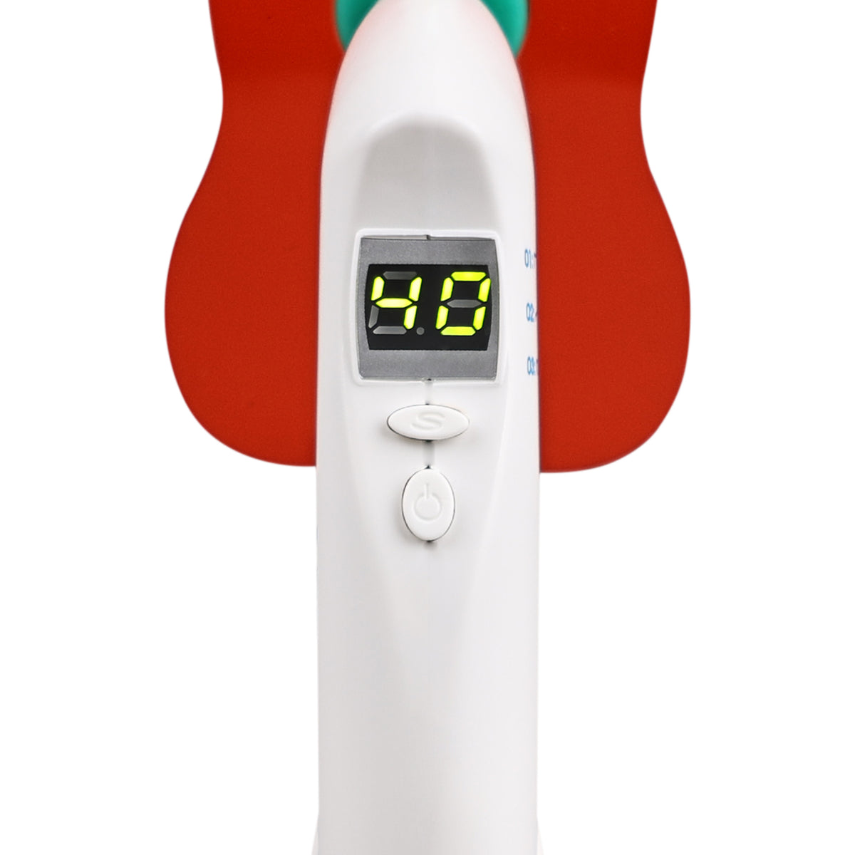 LCD screen close‑up showing curing time, mode and 2200mAh battery level
