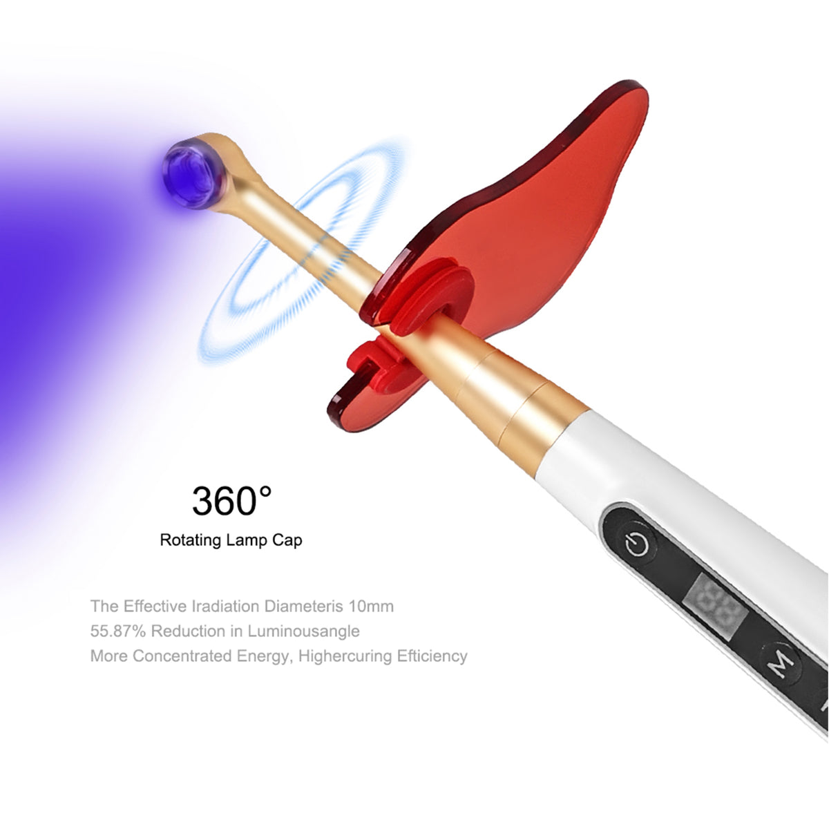 360° rotatable lamp‑head flexible structure of wireless dental curing device