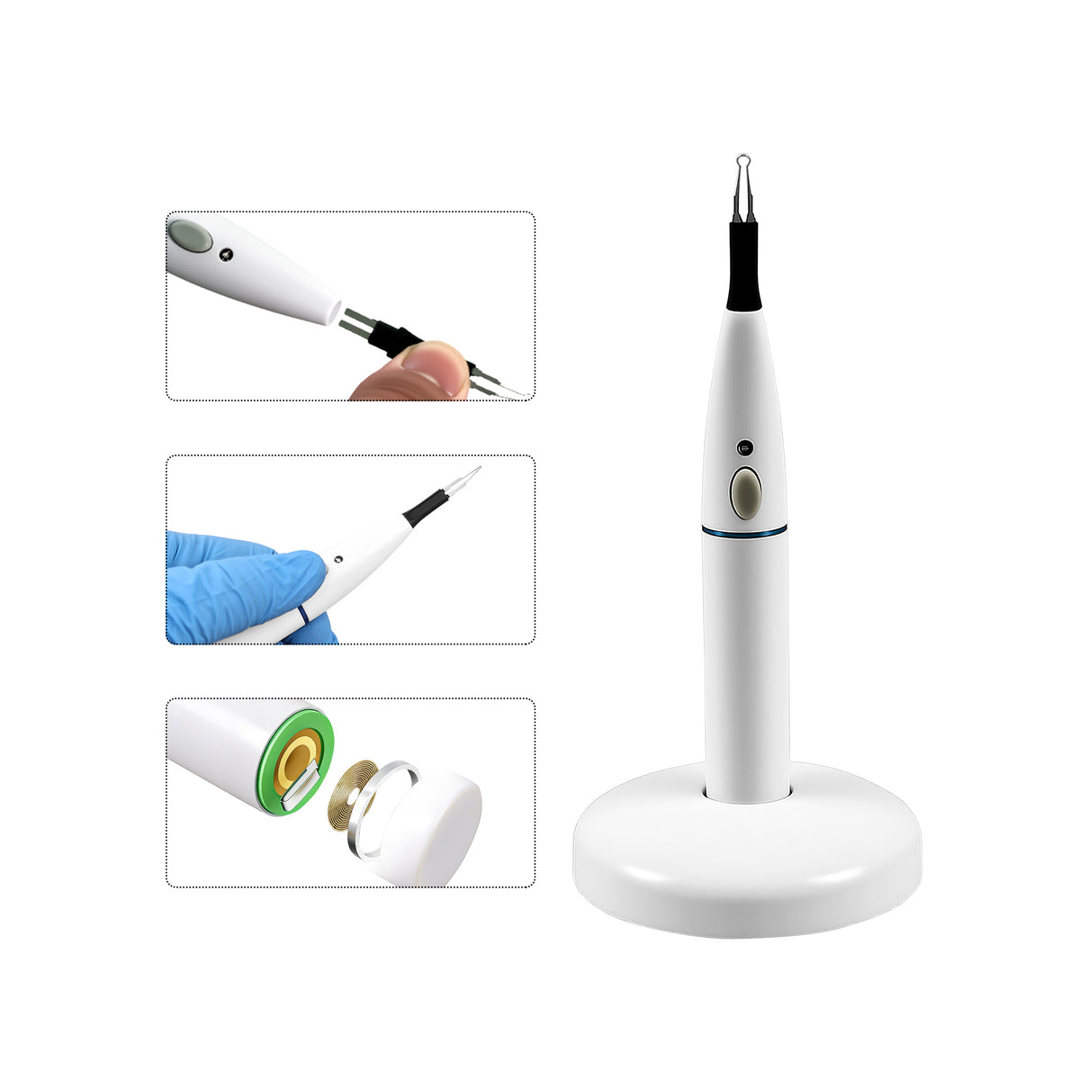 Metal loop heating cutting tip close‑up of gutta‑percha cutter