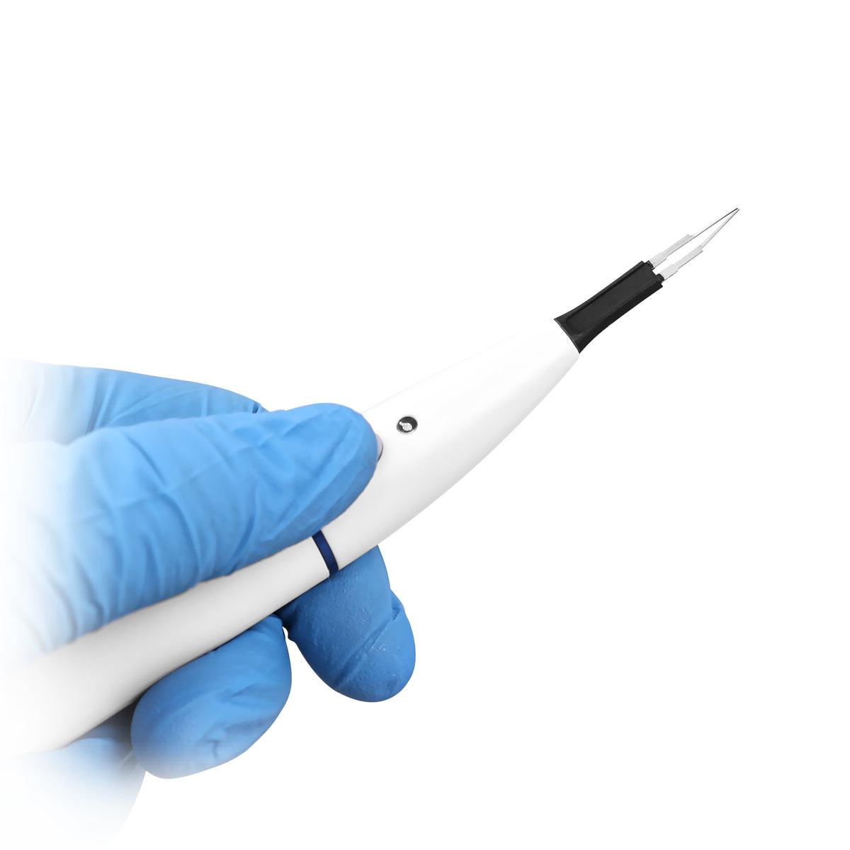 Dentist hand holding gutta‑percha cutter pen for operation