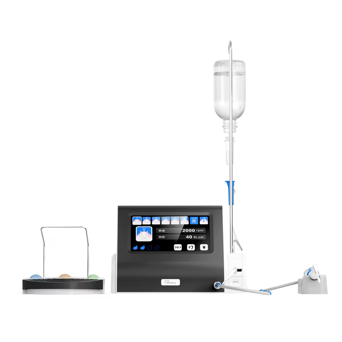 Dental implant motor touch‑screen unit white main image, contra‑angle handpiece not included