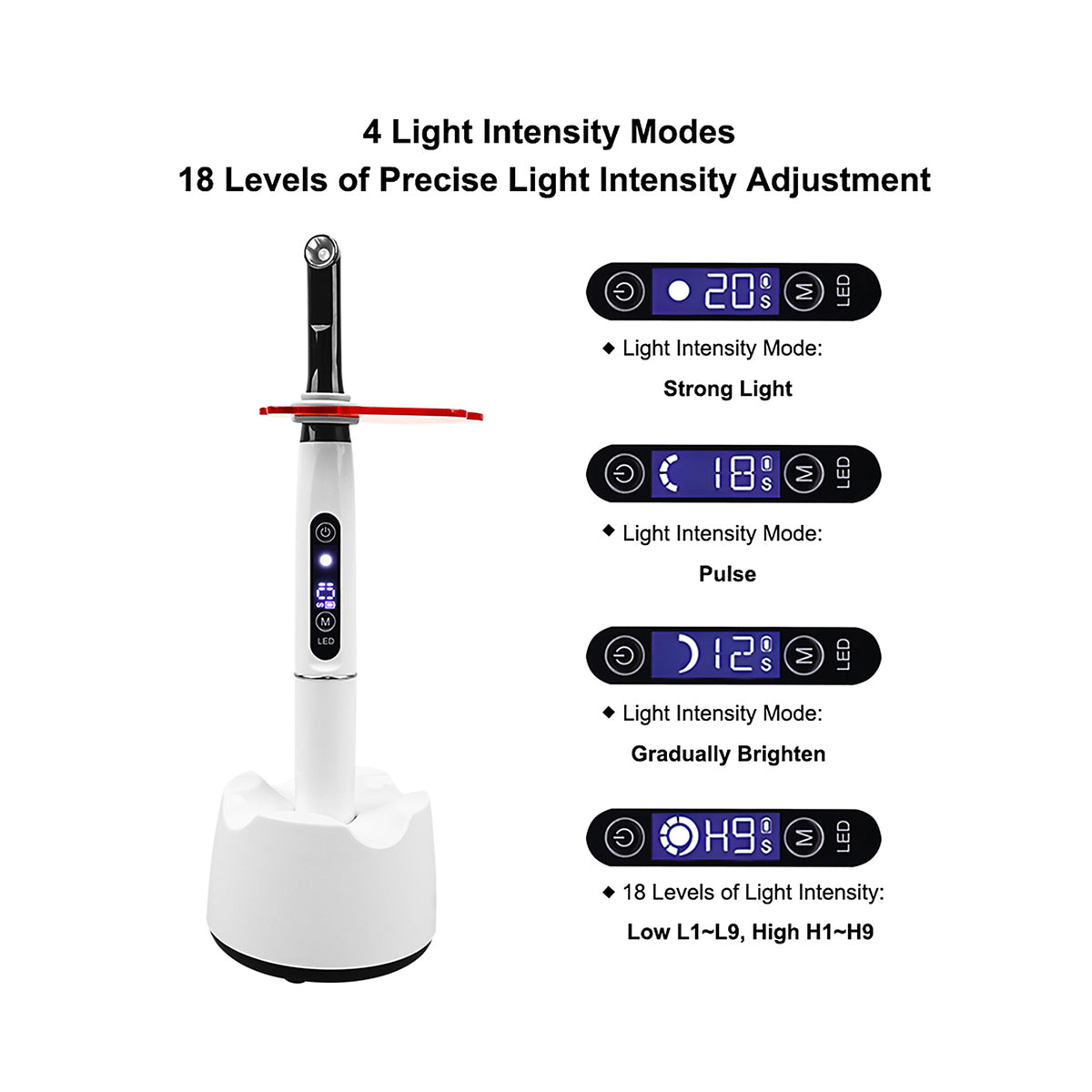 Working mode display screen of 1s colorful 5W curing light