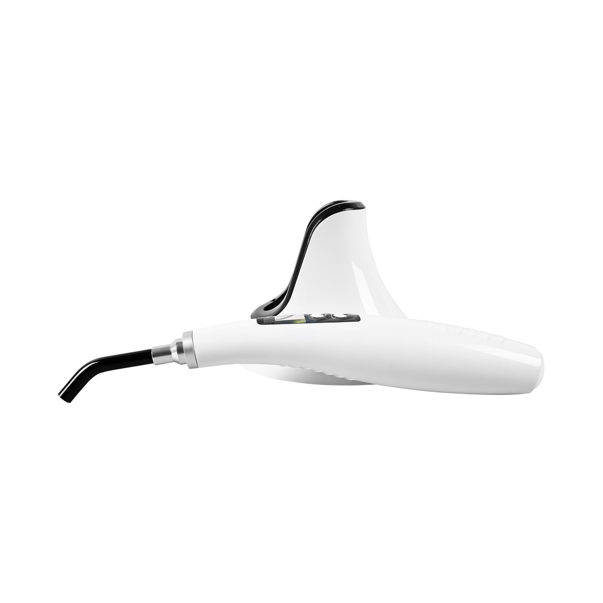 Curing light placed on wireless charging base charging status