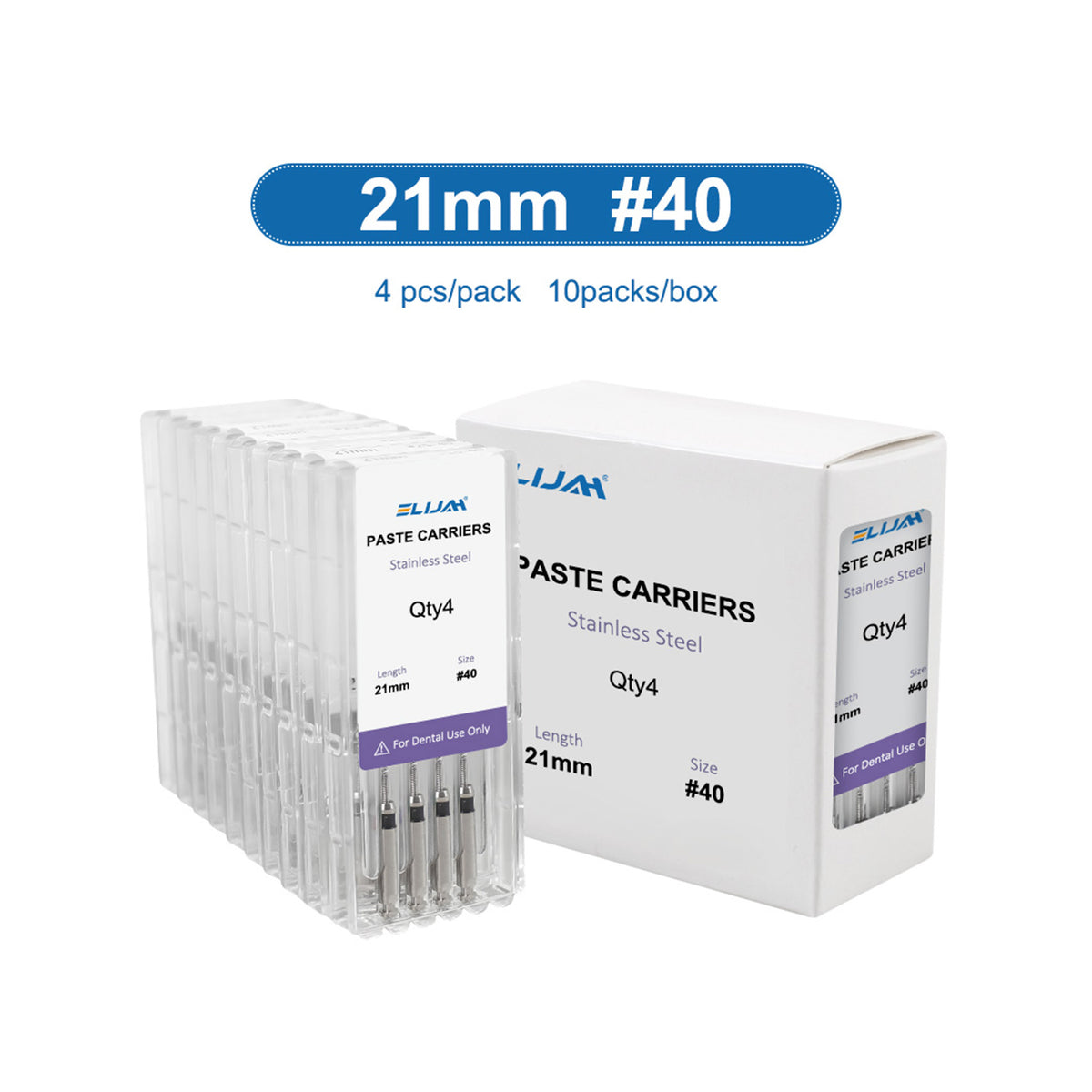 Open box of dental paste carriers transparent plastic case