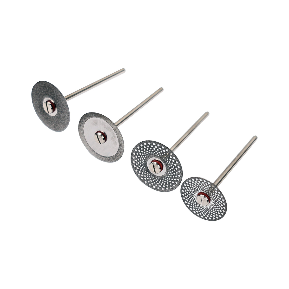 Close-up of different components of 35pcs dental grinding set