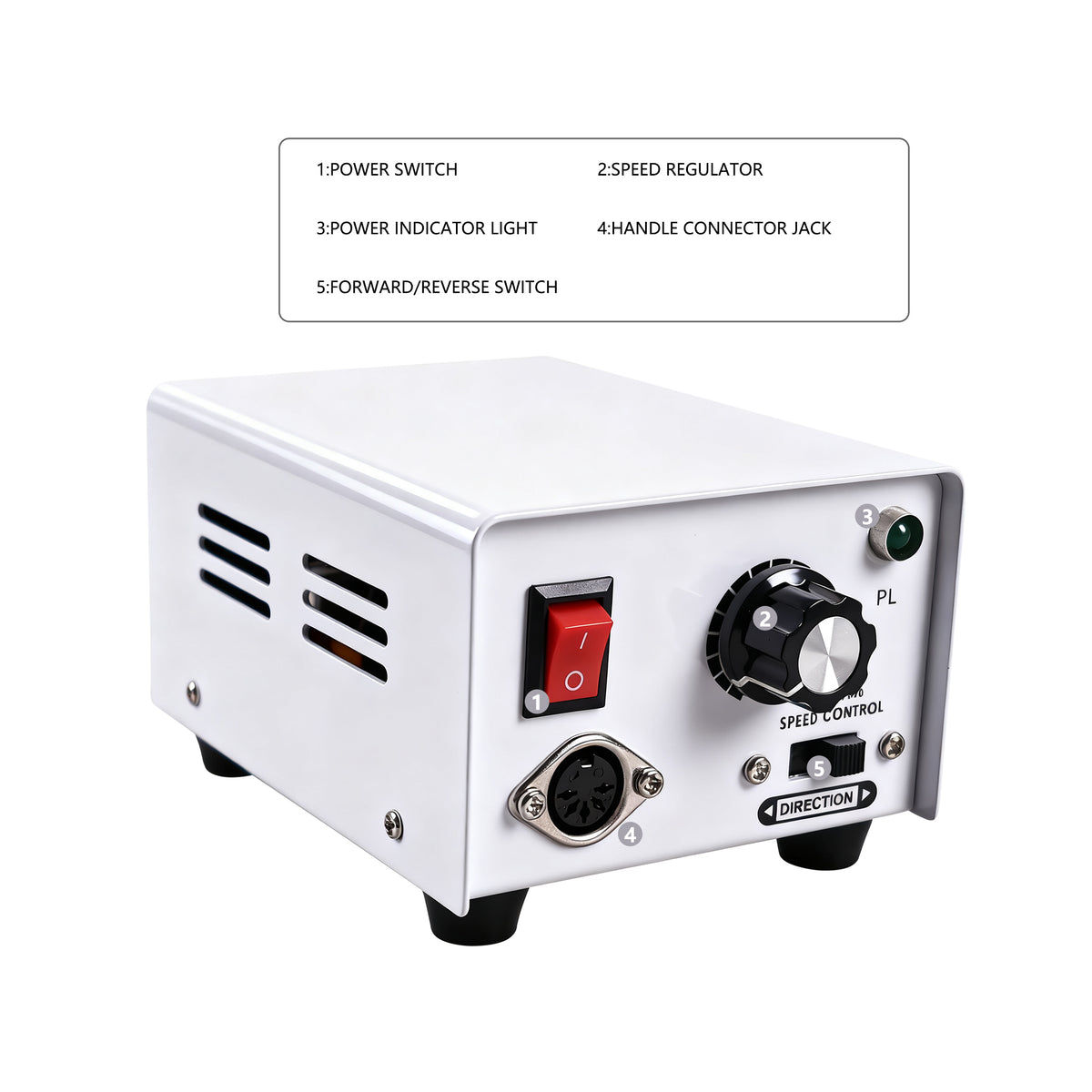 Specification infographic of portable dental polishing machine