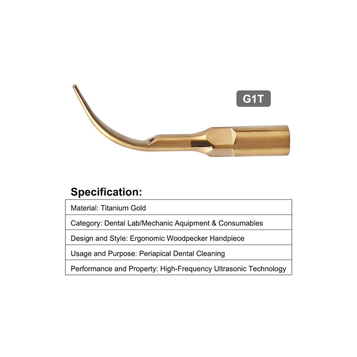 G1T ultrasonic scaler tip head partial close‑up