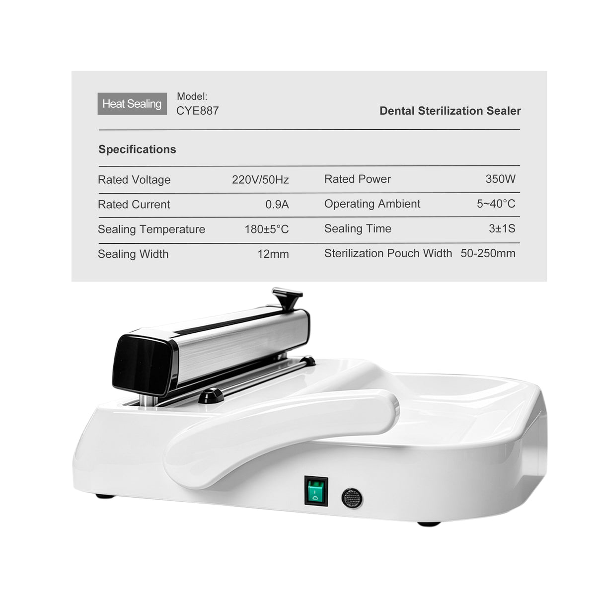 Dental sterilization sealer technical parameter specification chart