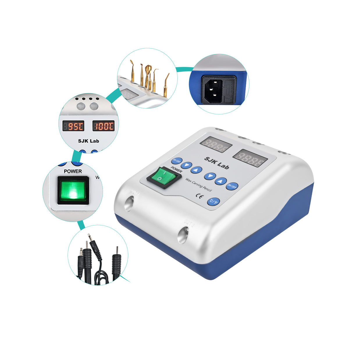 Dual digital temperature control panel close‑up