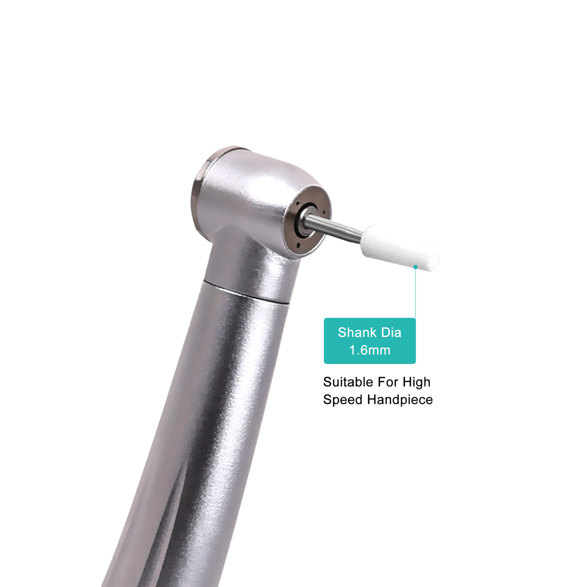 Single dental white stone grinding head close-up detail