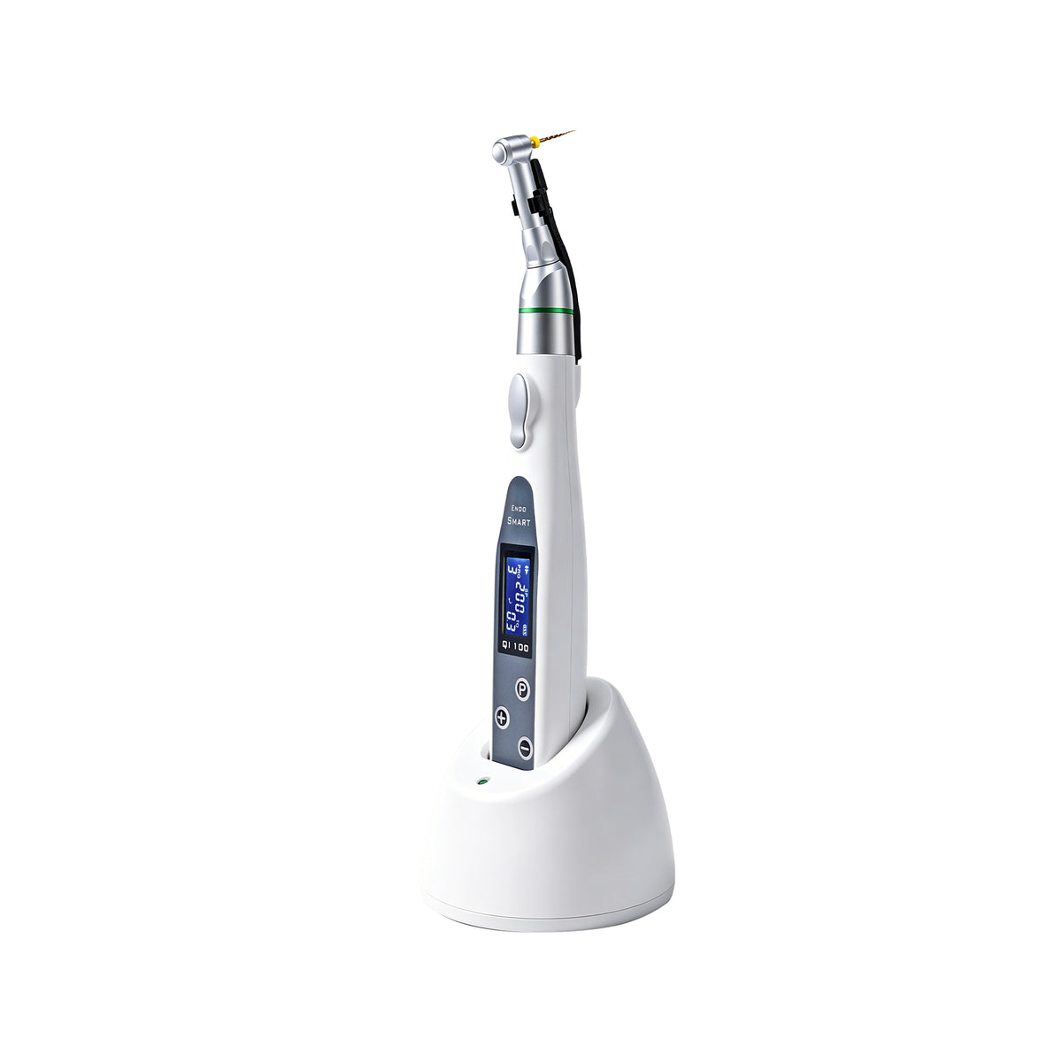 Dental Wireless Endo Motor QI‑100 with charging base white background