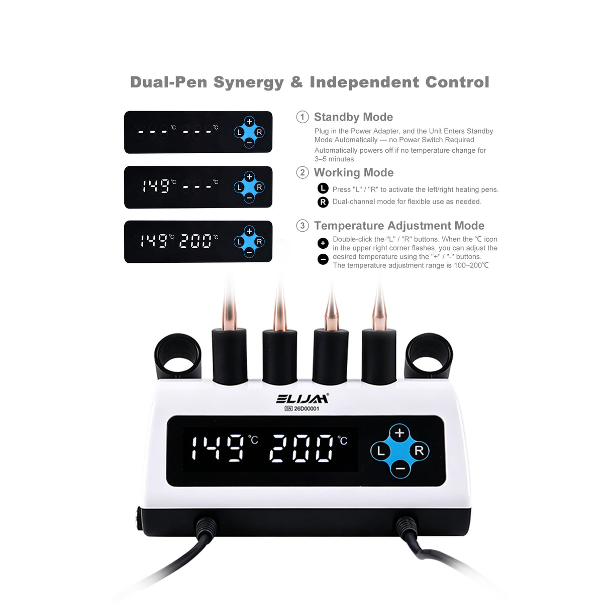 Dual digital temperature control panel closeup