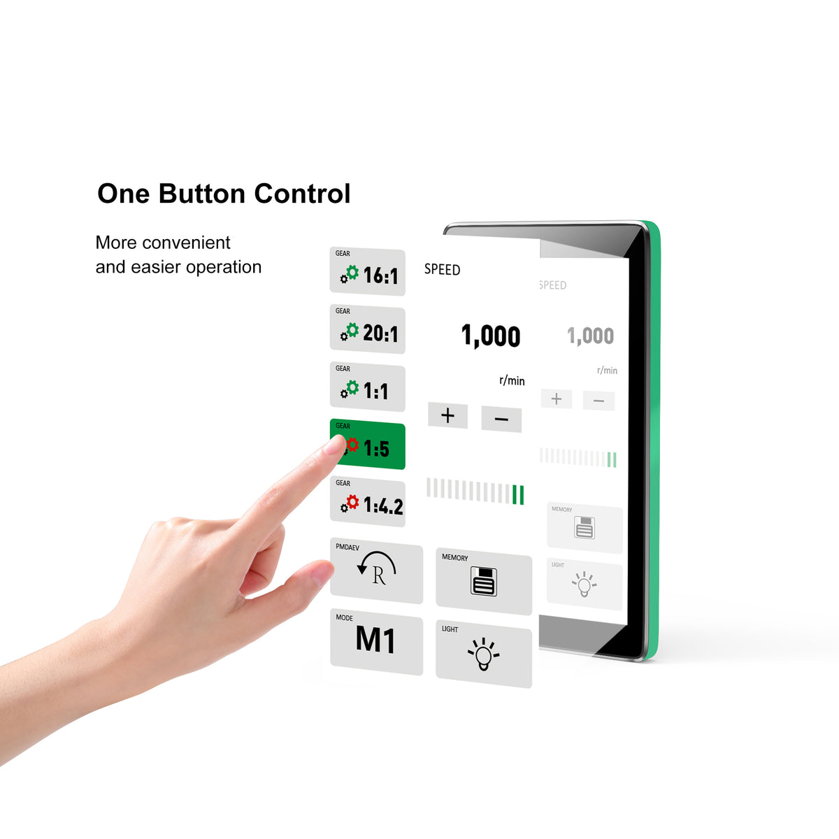 Finger touch‑operation demo on control panel