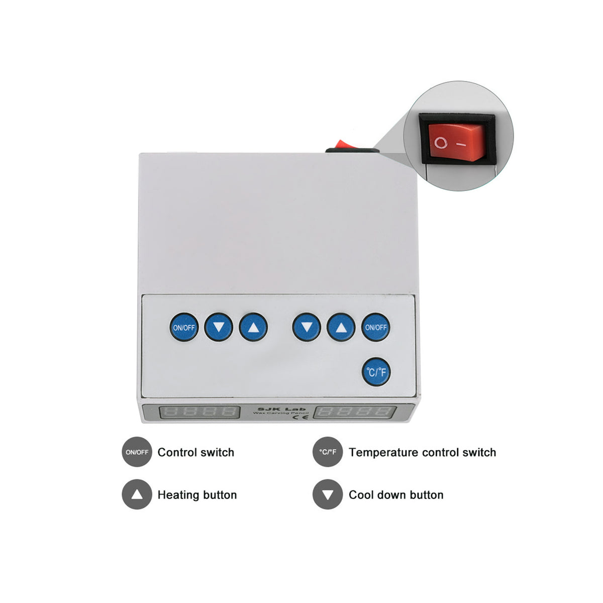 Dual digital display control panel close‑up