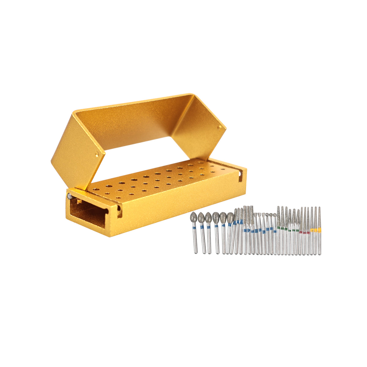 Diamond grit coating detail on dental bur head