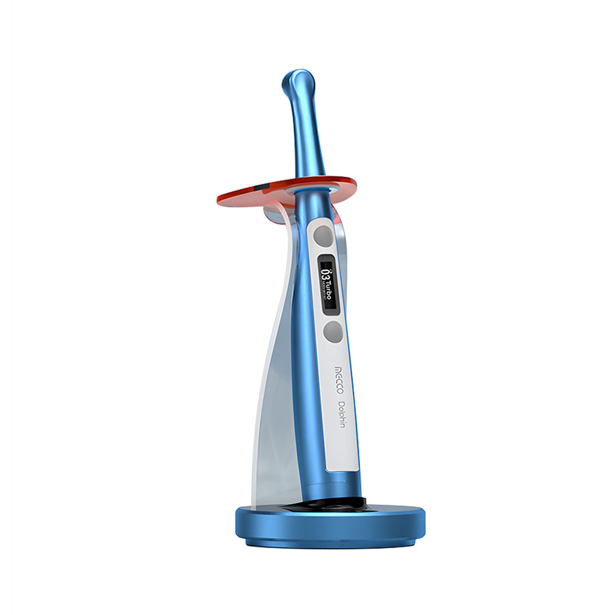 Mecco Dolphin dental curing light white background main view, 2500mW high-power LED curing lamp