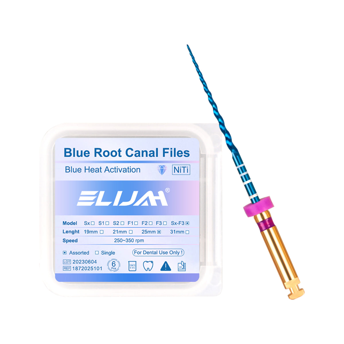 Original outer paper packaging box for NiTi Blue rotary endodontic files system