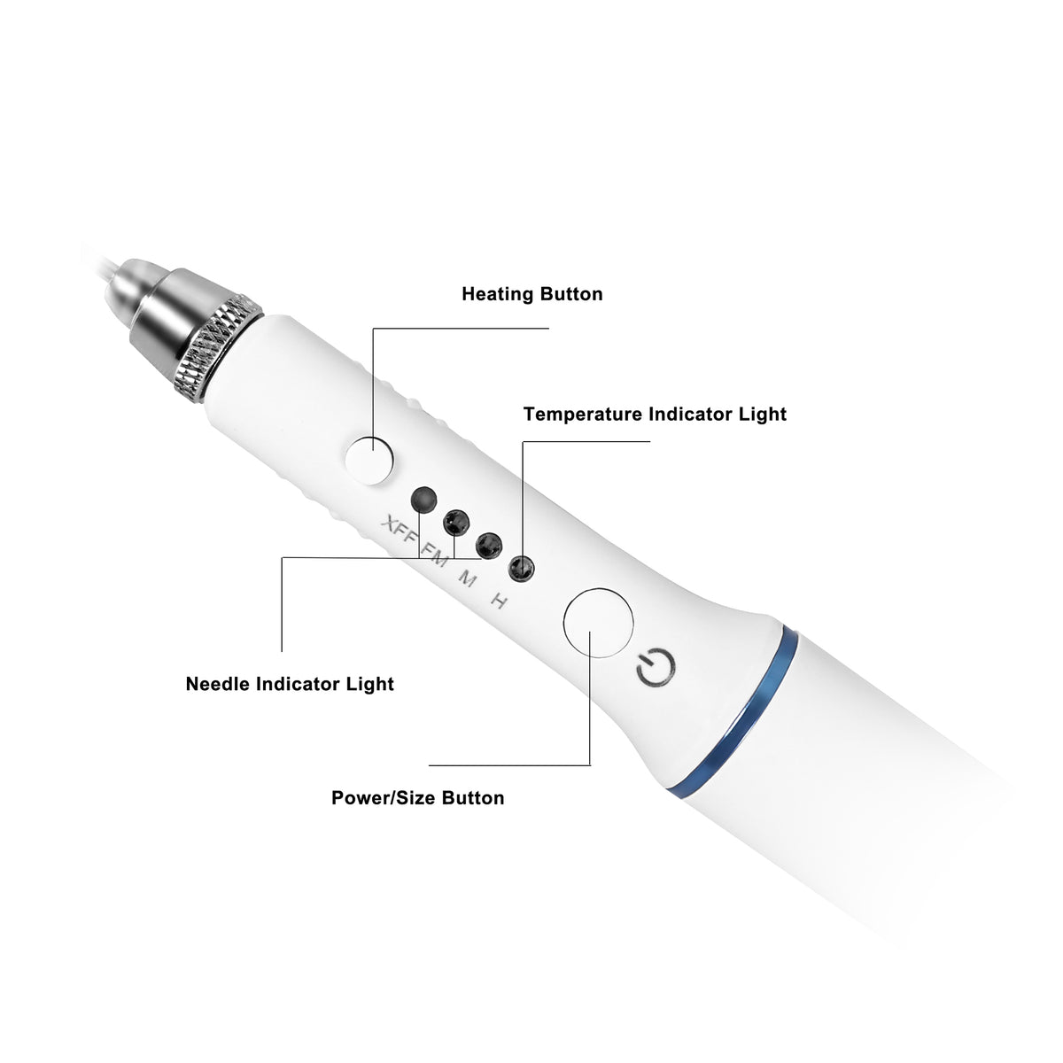 LED working indicator light close‑up of gutta percha obturation pen