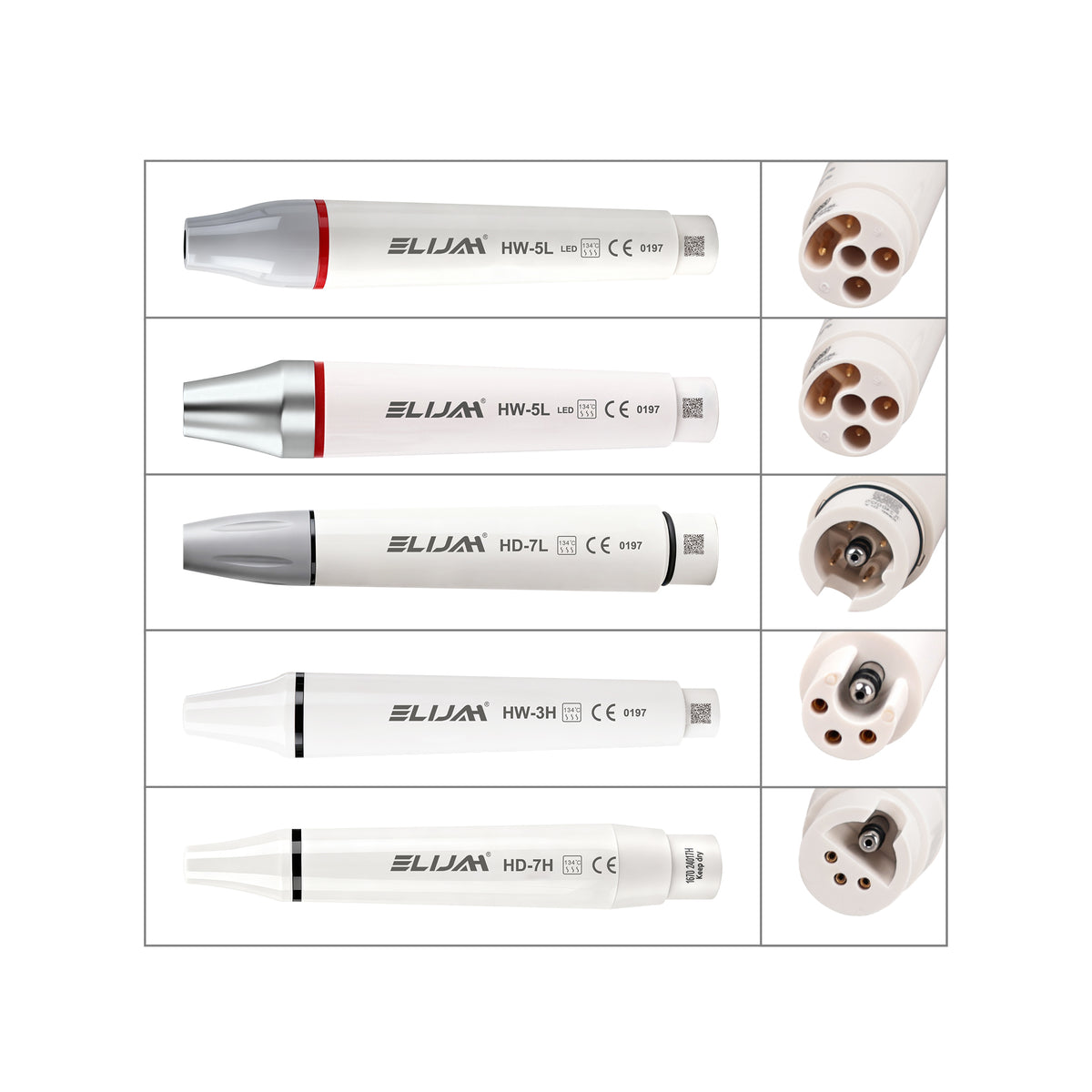 Connector close‑up for attaching scaler tips on LED piezo scaler handpiece