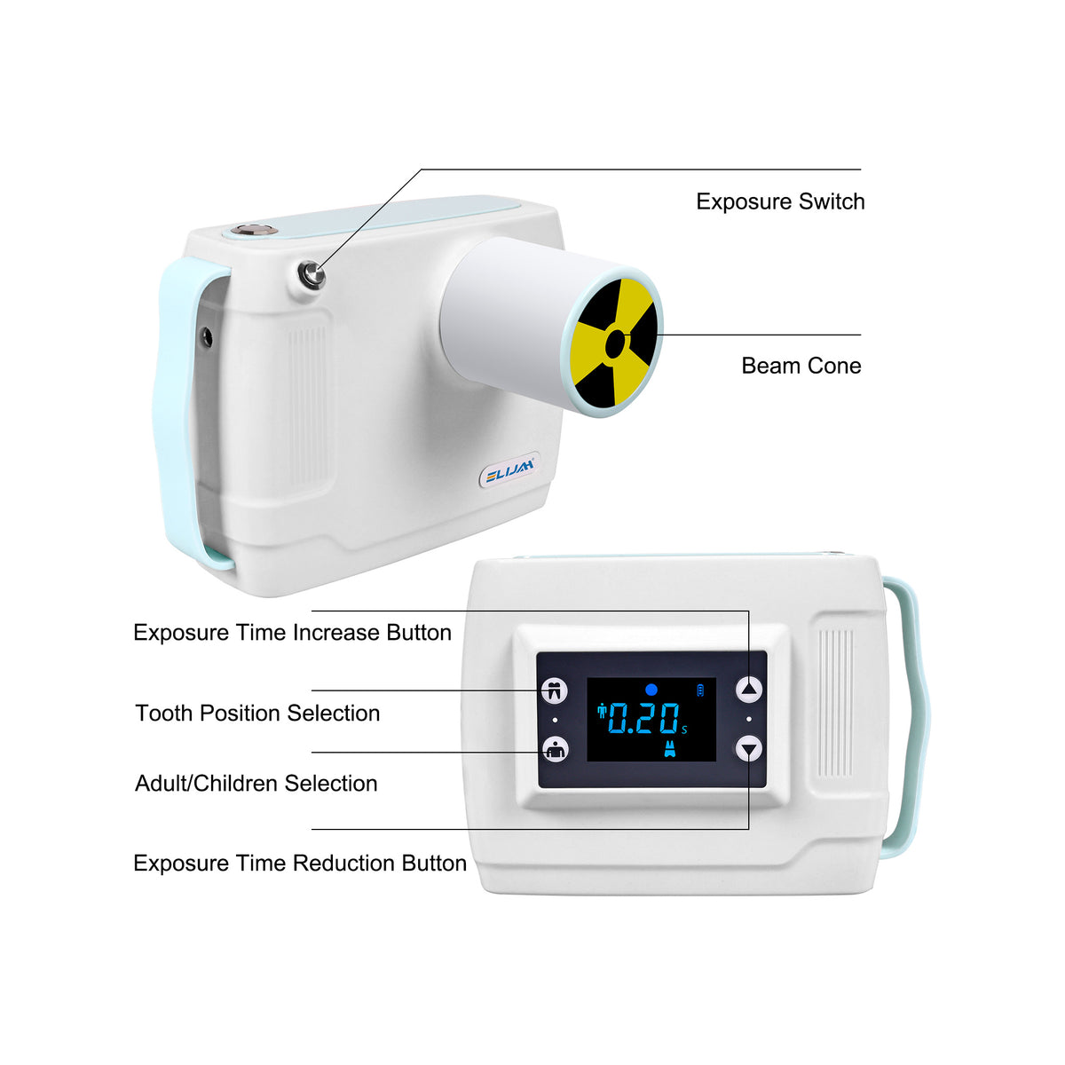 LCD control screen of portable dental x ray unit