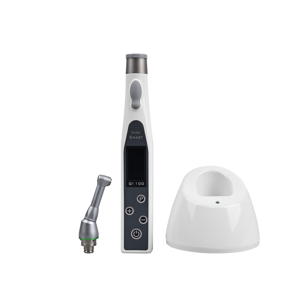 QI‑100 dental endo motor placed on charging dock charging mode