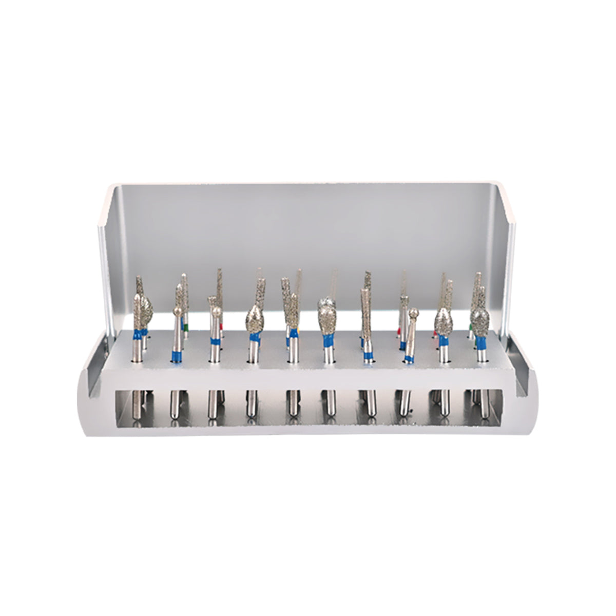 Silver aluminum dental bur block diamond burs kit