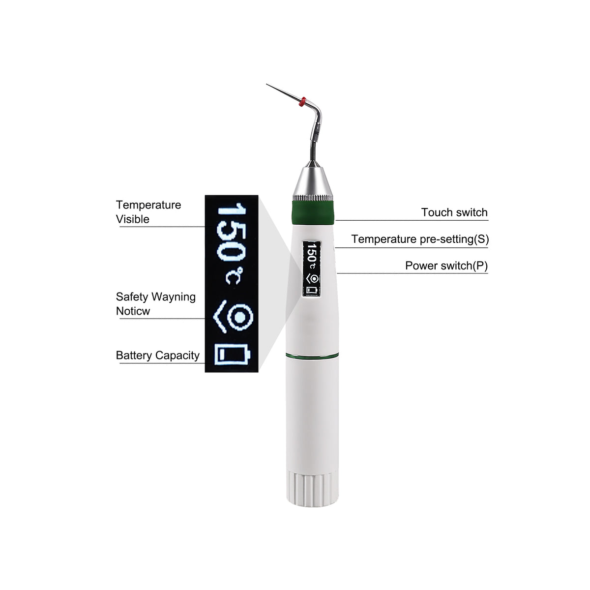 Pen‑type 4Pcs‑180 heated obturation pen display screen close‑up
