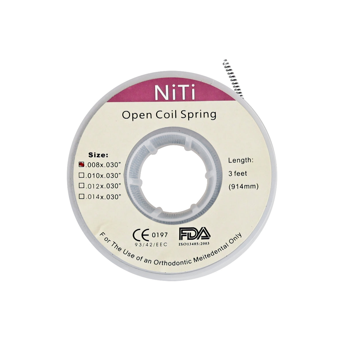 008x030 Niti open coil spring reel