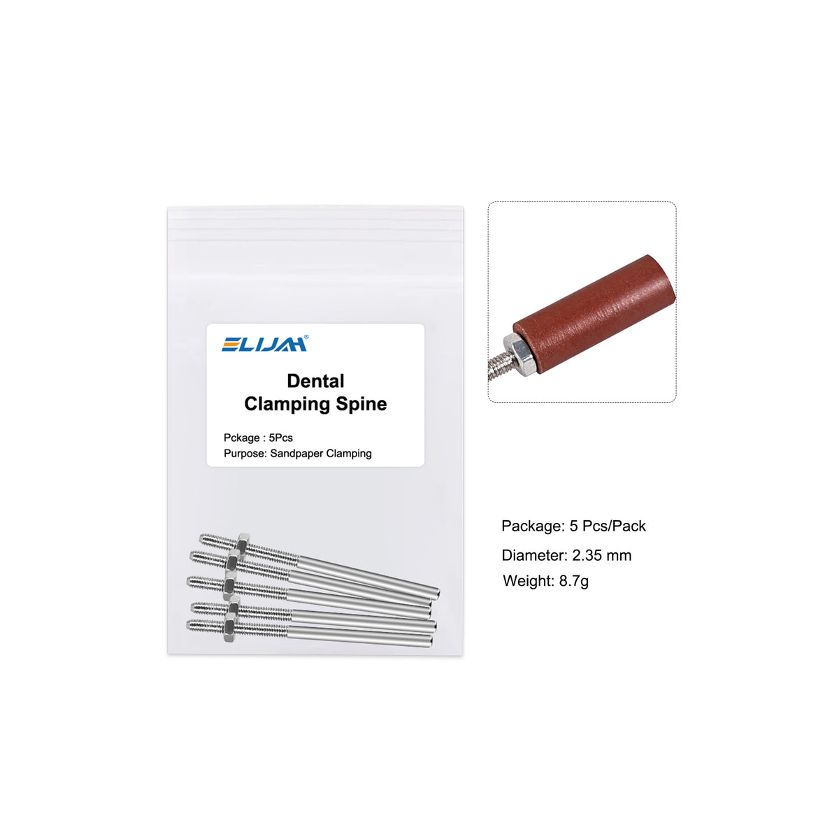 Close-up of clamping head of dental polishing shank