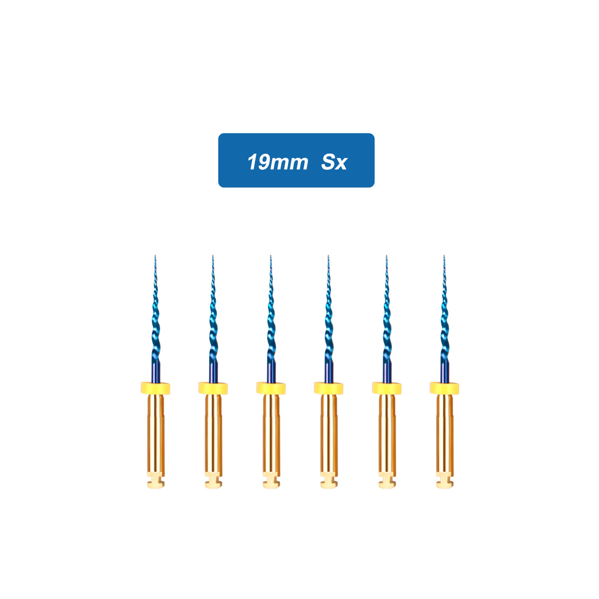 Complete kit unboxing layout of NiTi Blue heat‑activated rotary endodontic files set