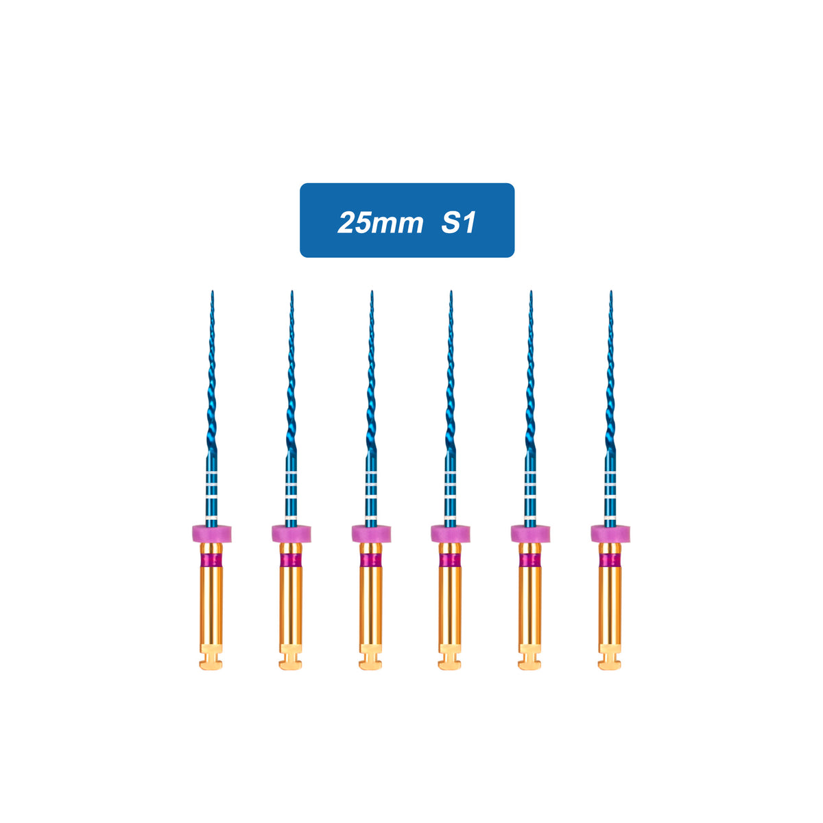 CYF204 NITI Blue Rotary Heat Activated Endodontic Files 6pcs/box 19mm/21mm/25mm/31mm