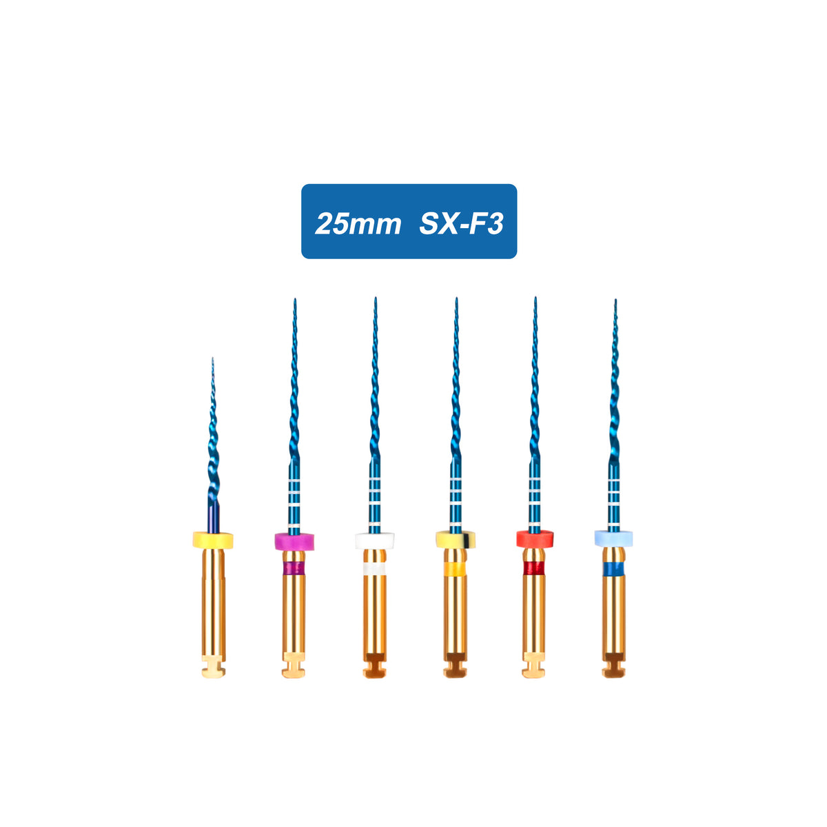 CYF204 NITI Blue Rotary Heat Activated Endodontic Files 6pcs/box 19mm/21mm/25mm/31mm