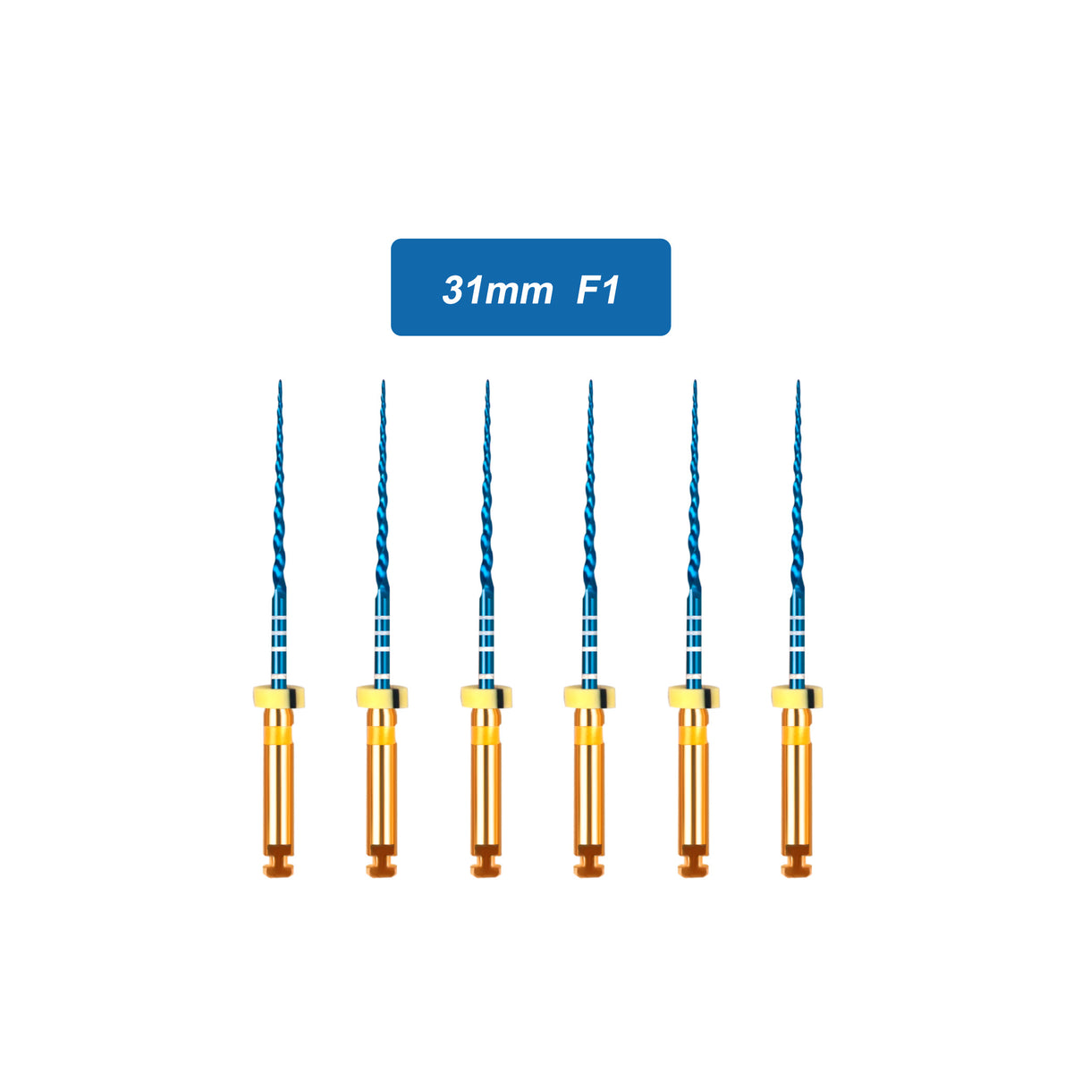CYF204 NITI Blue Rotary Heat Activated Endodontic Files 6pcs/box 19mm/21mm/25mm/31mm