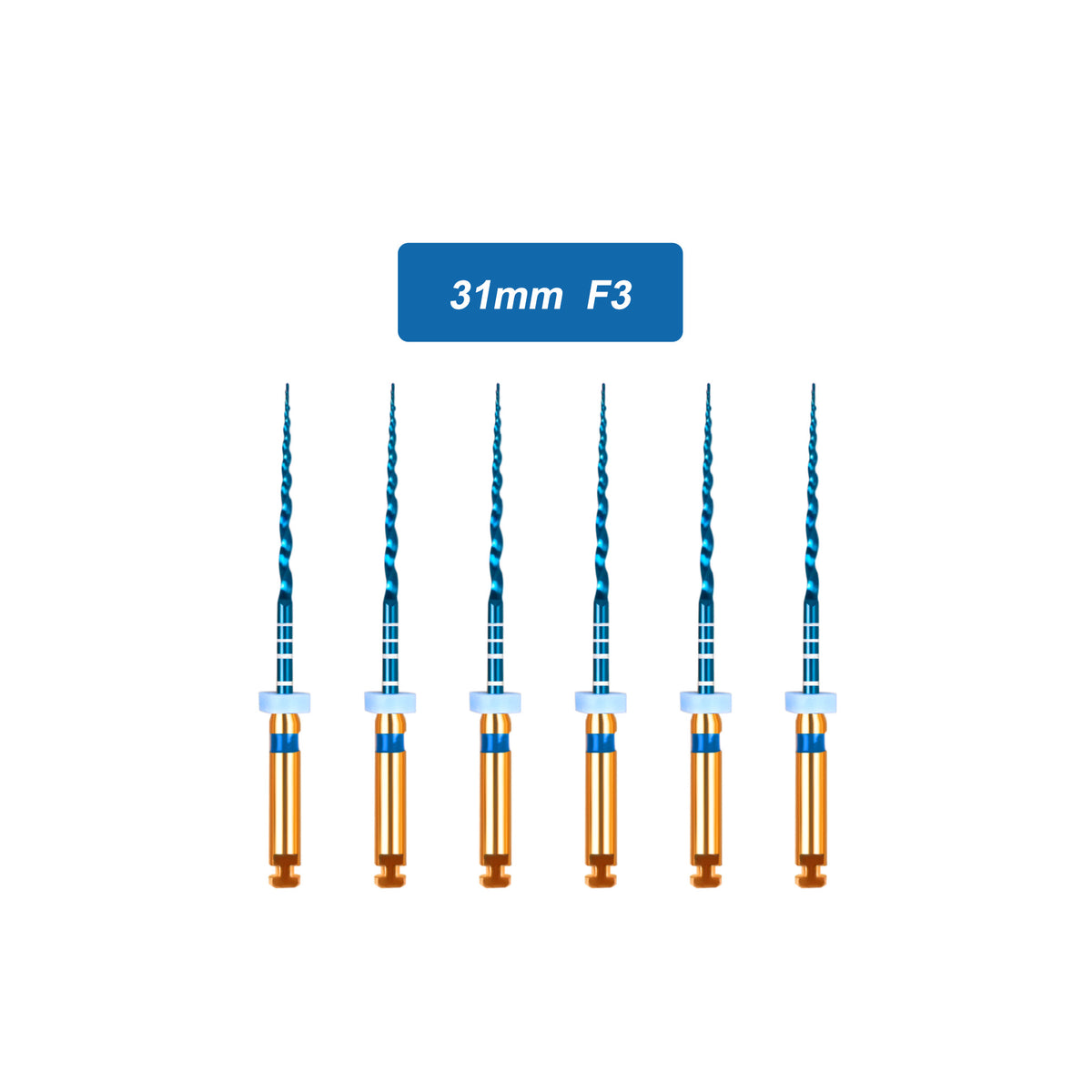 CYF204 NITI Blue Rotary Heat Activated Endodontic Files 6pcs/box 19mm/21mm/25mm/31mm